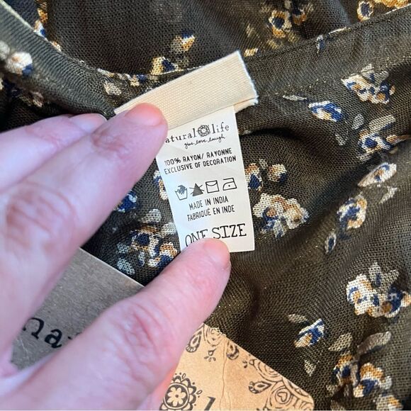 Natural Life Lightweight Kimono. Short Sleeves. Brown and Gold. One Size. NEW!! - Picture 10 of 10